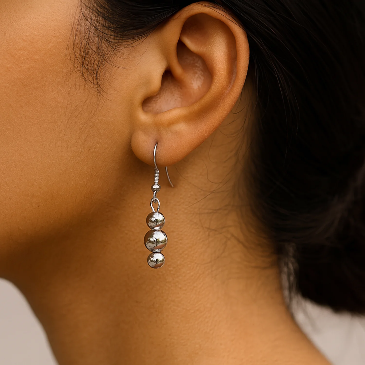 Oxidised Silver Traditional Beaded Necklace Set - Image 7