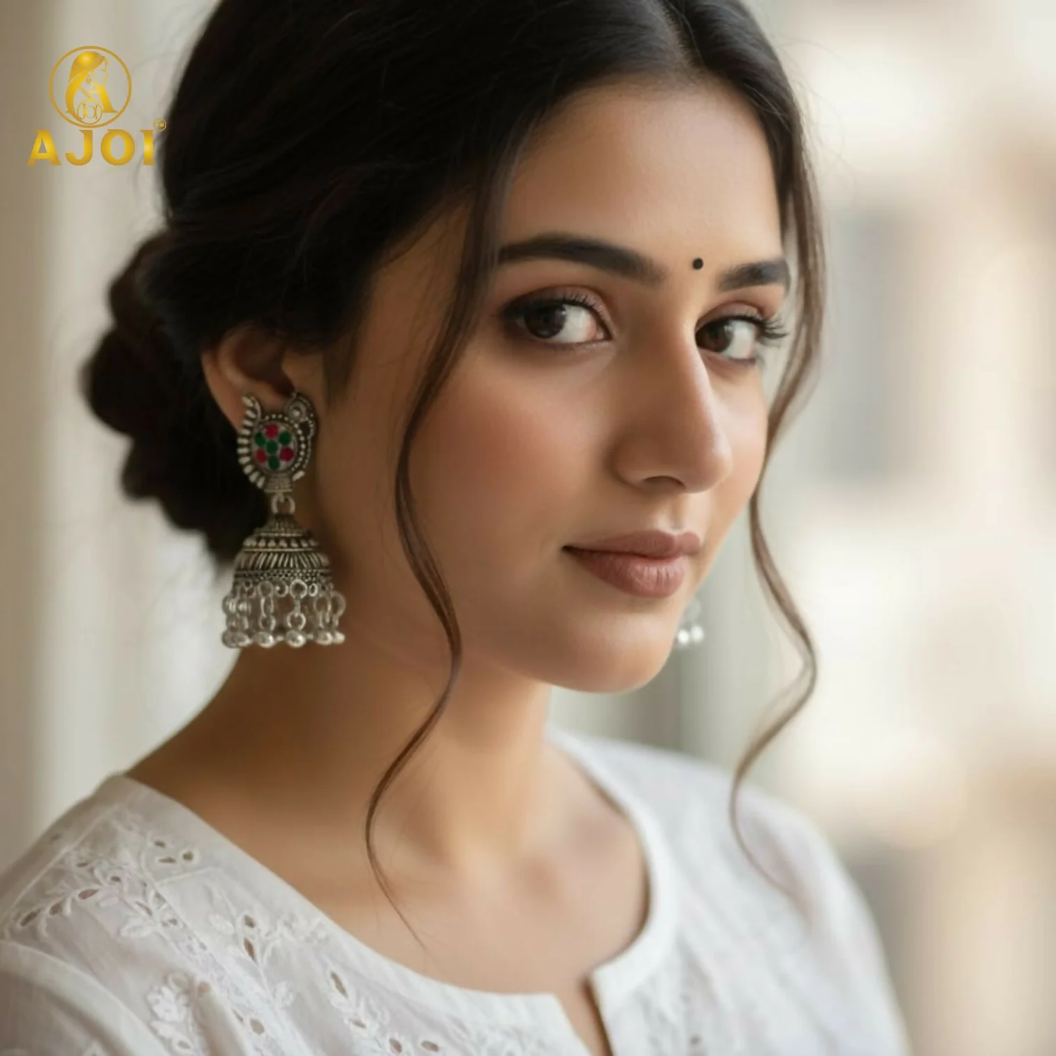 Oxidised Silver Traditional Jhumka Earrings Combo Set (4 Pairs) for Women & Girls - Image 2