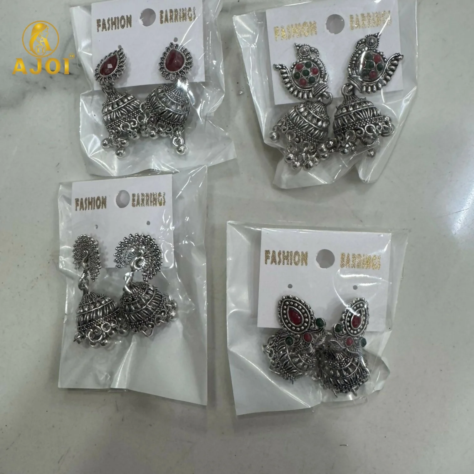 Oxidised Silver Traditional Jhumka Earrings Combo Set (4 Pairs) for Women & Girls - Image 7