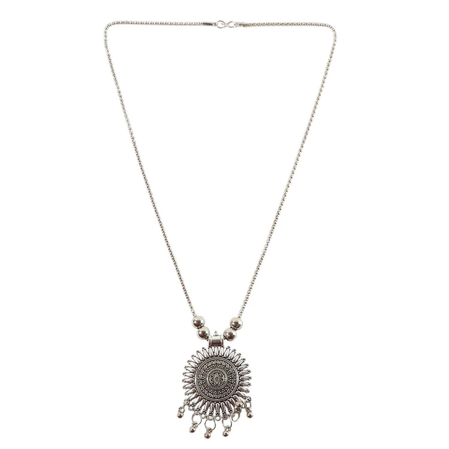 Oxidised Silver Traditional Long Necklace (1 Pc) - Image 5