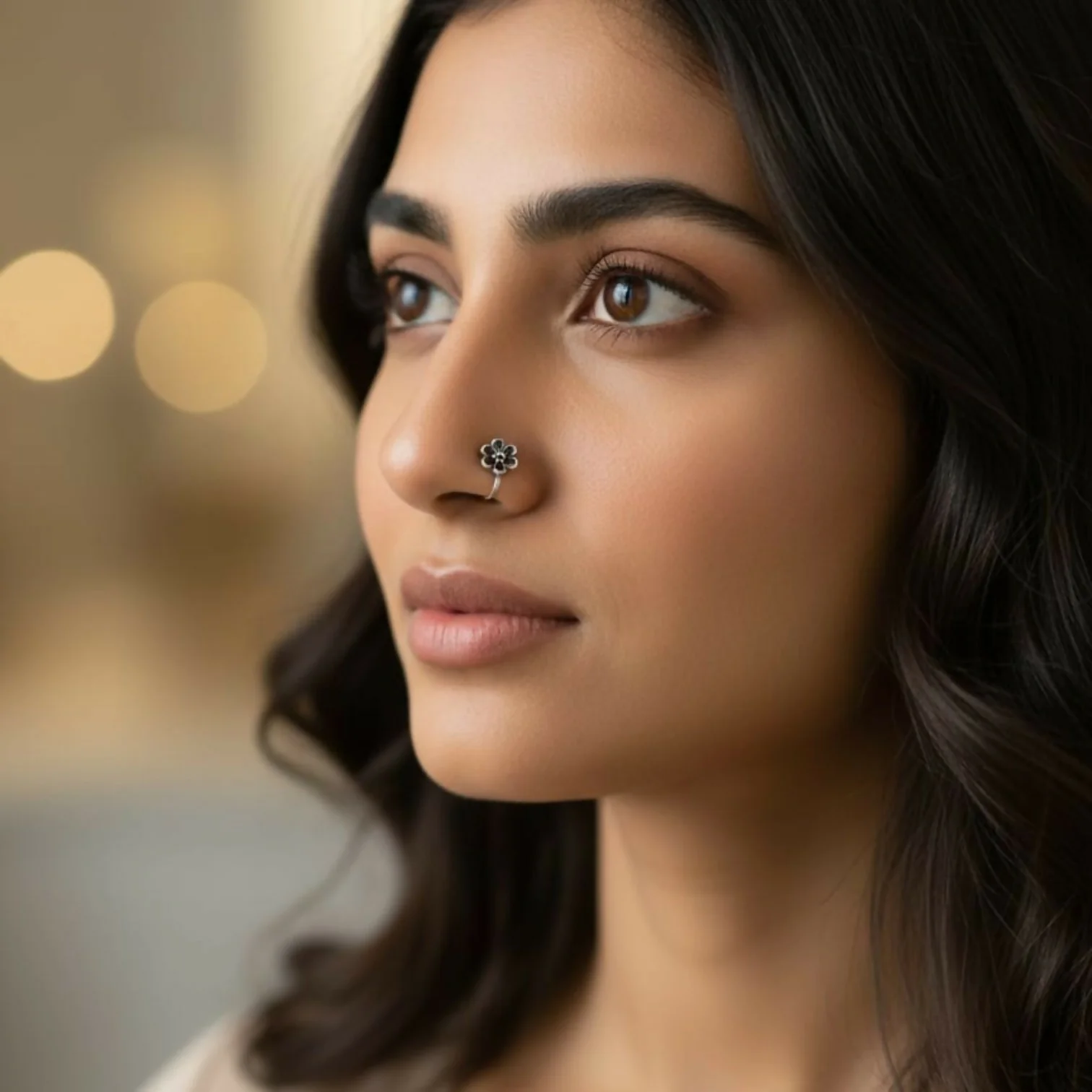 Oxidized Silver Designer Nose Pins for Women & Girls (Pack of 5) - Image 3