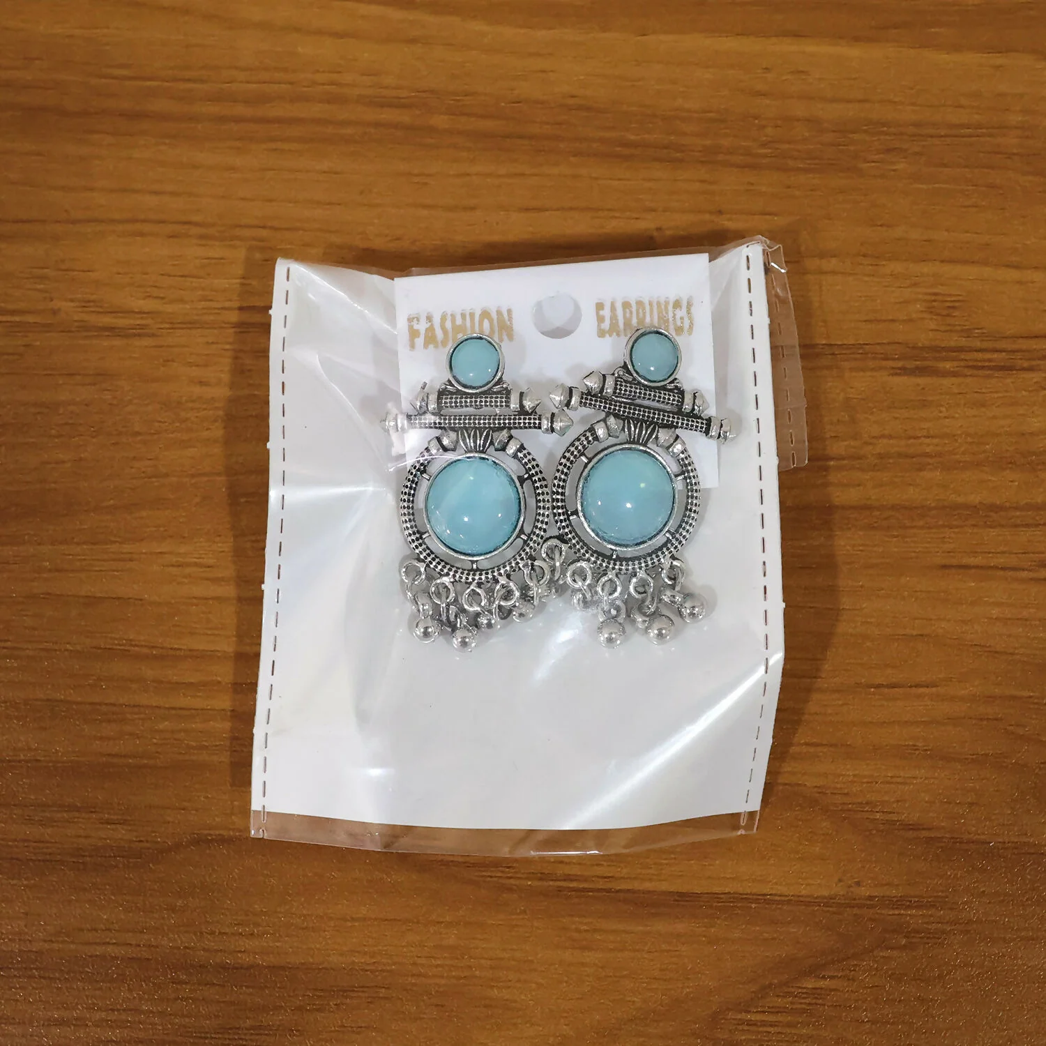 Oxidized Silver-Plated Blue Stone Drop Earrings for Women | Ethnic Tribal Jewelry - Image 6