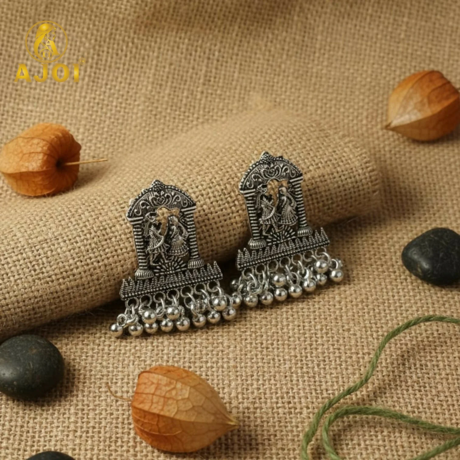Handcrafted Radha Krishna Design with Ghungroo Drops - Image 5