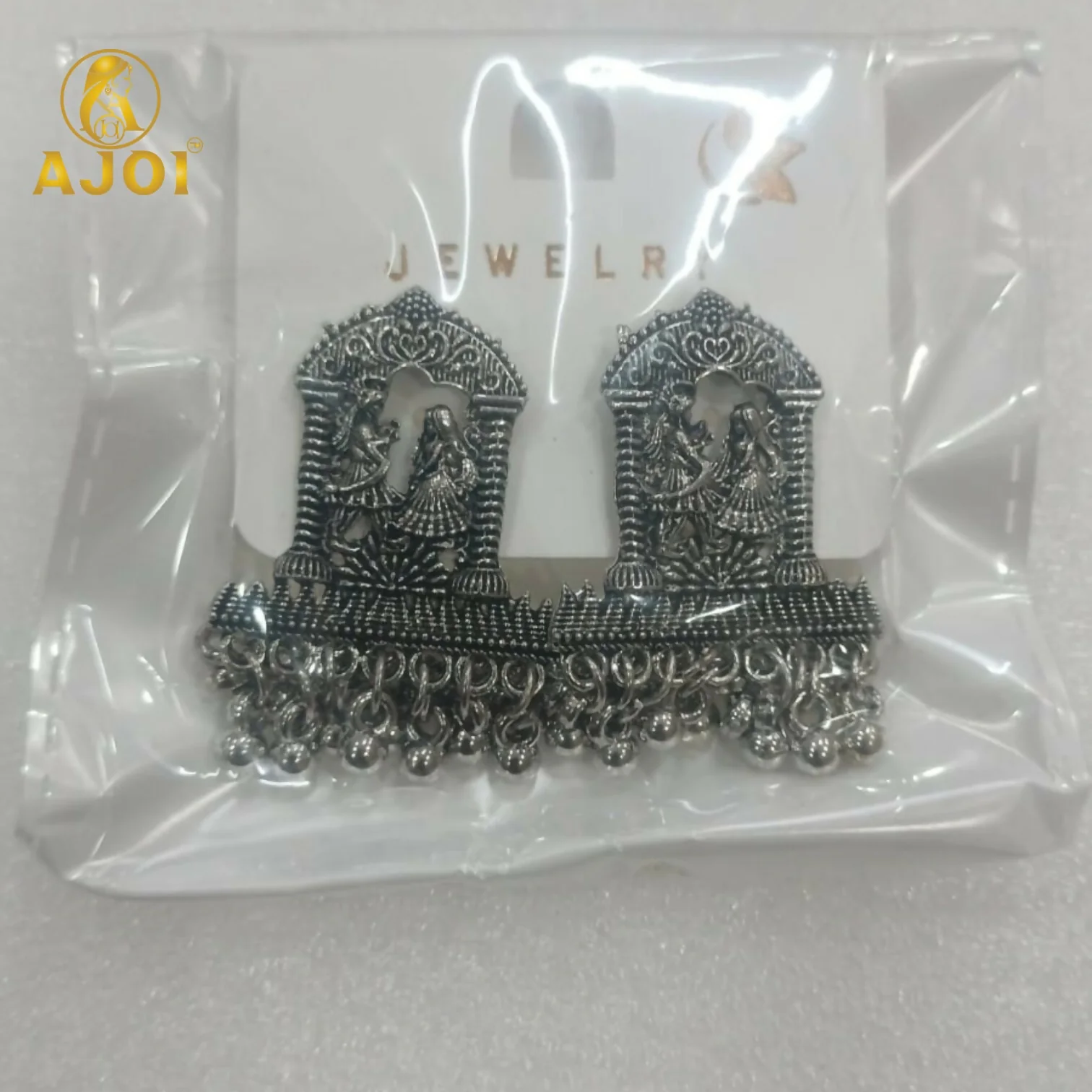 Handcrafted Radha Krishna Design with Ghungroo Drops - Image 6