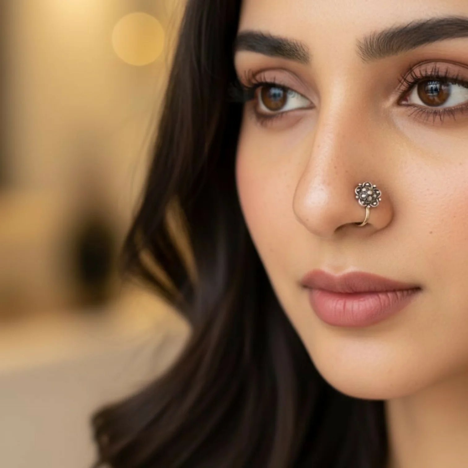 Oxidized Silver Traditional Floral Nose Pins Combo for Women & Girls (Pack of 15) - Image 2