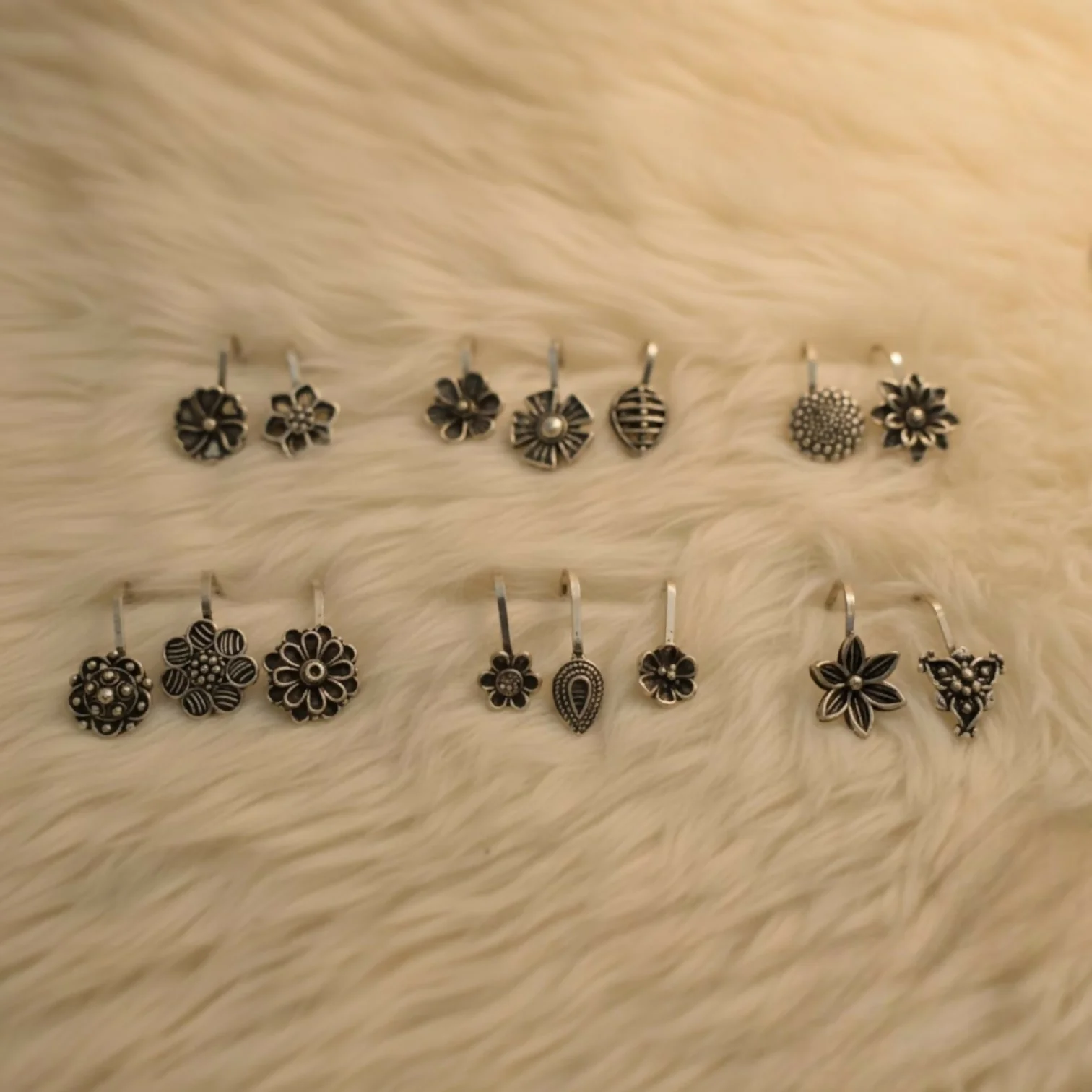Oxidized Silver Traditional Floral Nose Pins Combo for Women & Girls (Pack of 15) - Image 6