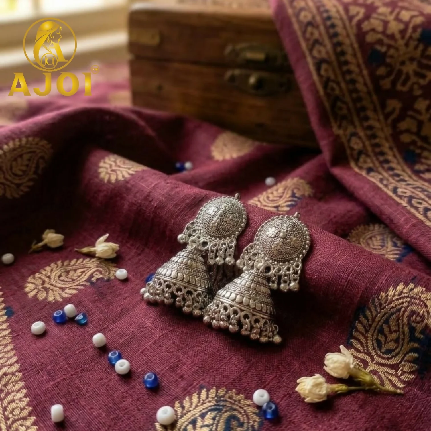 Oxidized Silver Traditional Jhumka Earrings for Women Ethnic Jewelry - Image 3