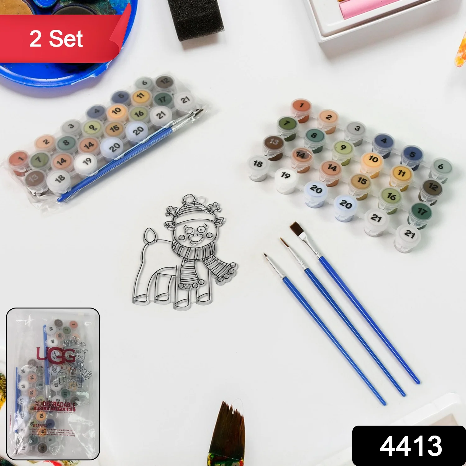 Paint by Number Kits 2 Set 21 Number Color, 6 paint brushes (2 Set) - Image 2