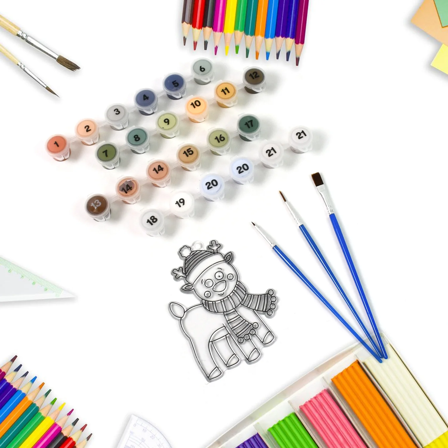 Paint by Number Kits 2 Set 21 Number Color, 6 paint brushes (2 Set) - Image 6