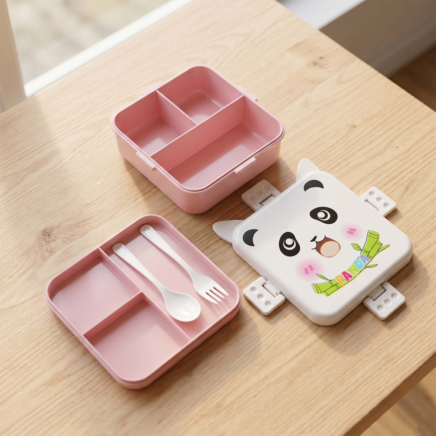 Panda Design Kids Lunch Box with Separate Compartments (1Set) - Image 7