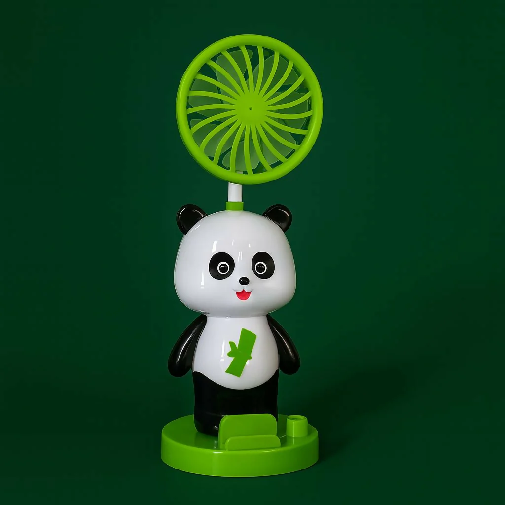 Panda Desk Fan with Pen Holder, Sharpener & Mobile Stand - Image 2