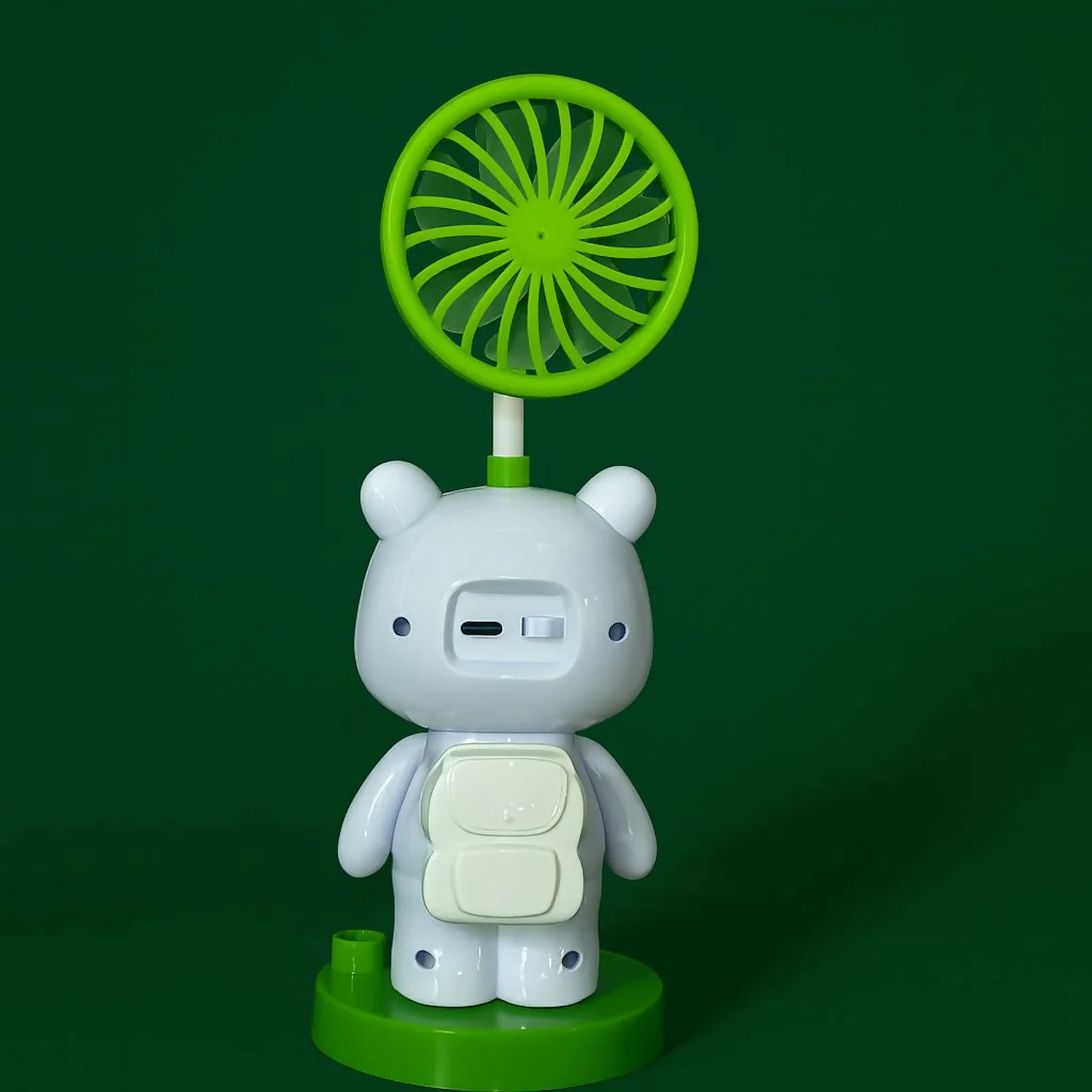 Panda Desk Fan with Pen Holder, Sharpener & Mobile Stand - Image 3