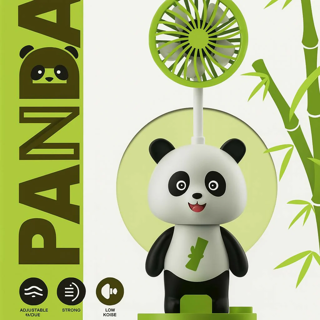 Panda Desk Fan with Pen Holder, Sharpener & Mobile Stand - Image 5