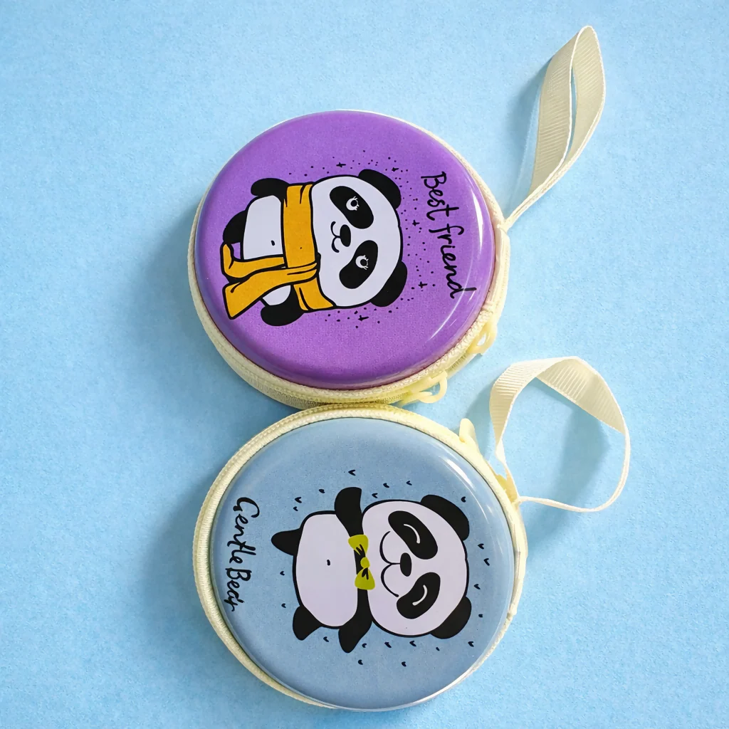 Panda Print Round Coin Pouch with Zipper & Wrist Strap for Kids and Gifting(DESIGN MAY VARY) - Image 3