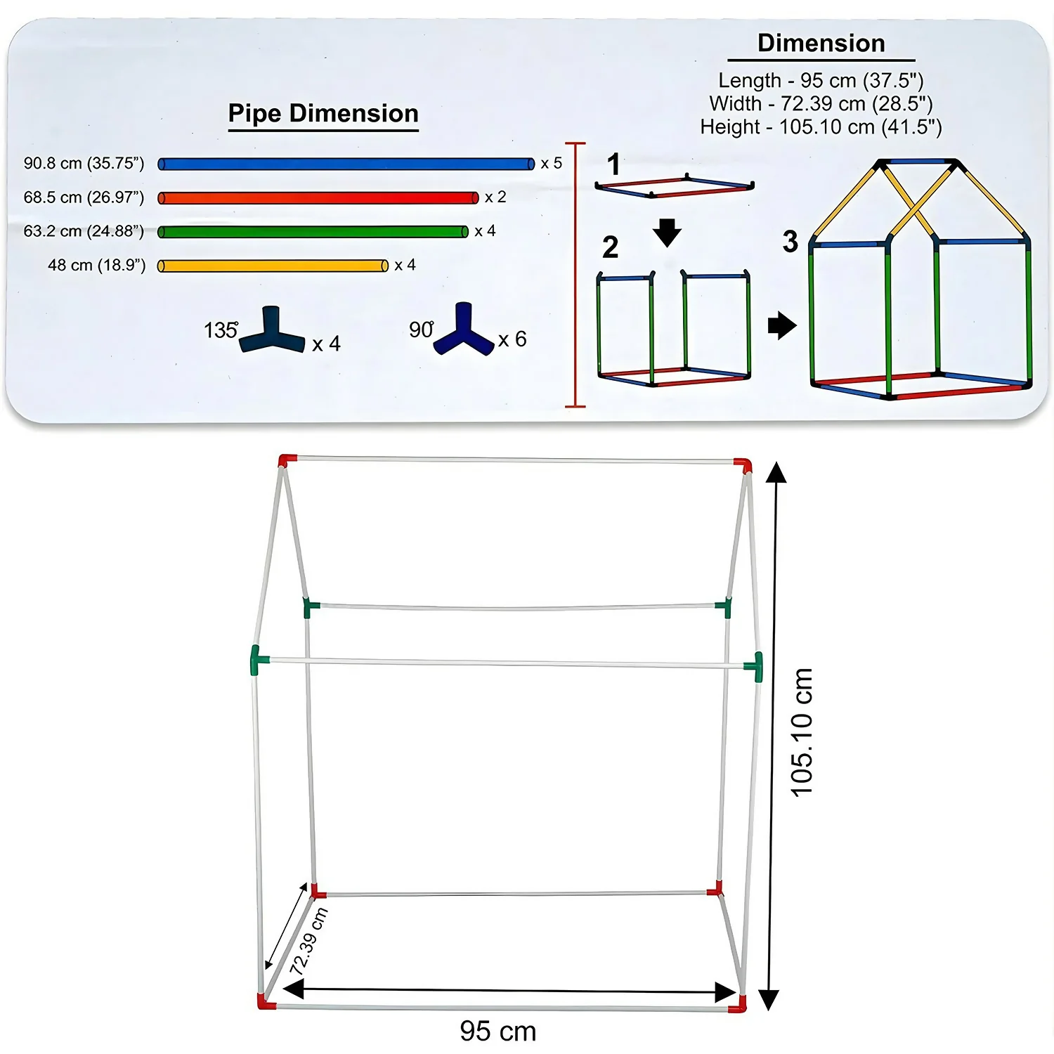 Panda Theme Foldable Kids Play Tent House with Cartoon Print for Indoor & Outdoor Play - Image 7