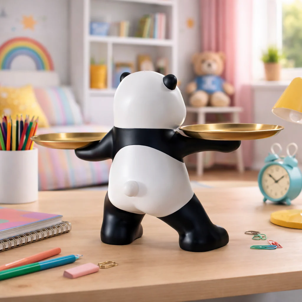 Panda Tray Holder with Dual Plates Decorative Showpiece Stand - Image 4