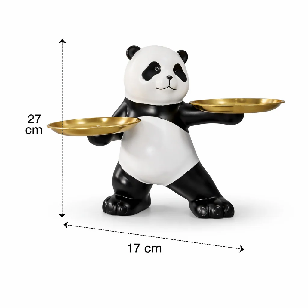 Panda Tray Holder with Dual Plates Decorative Showpiece Stand - Image 5