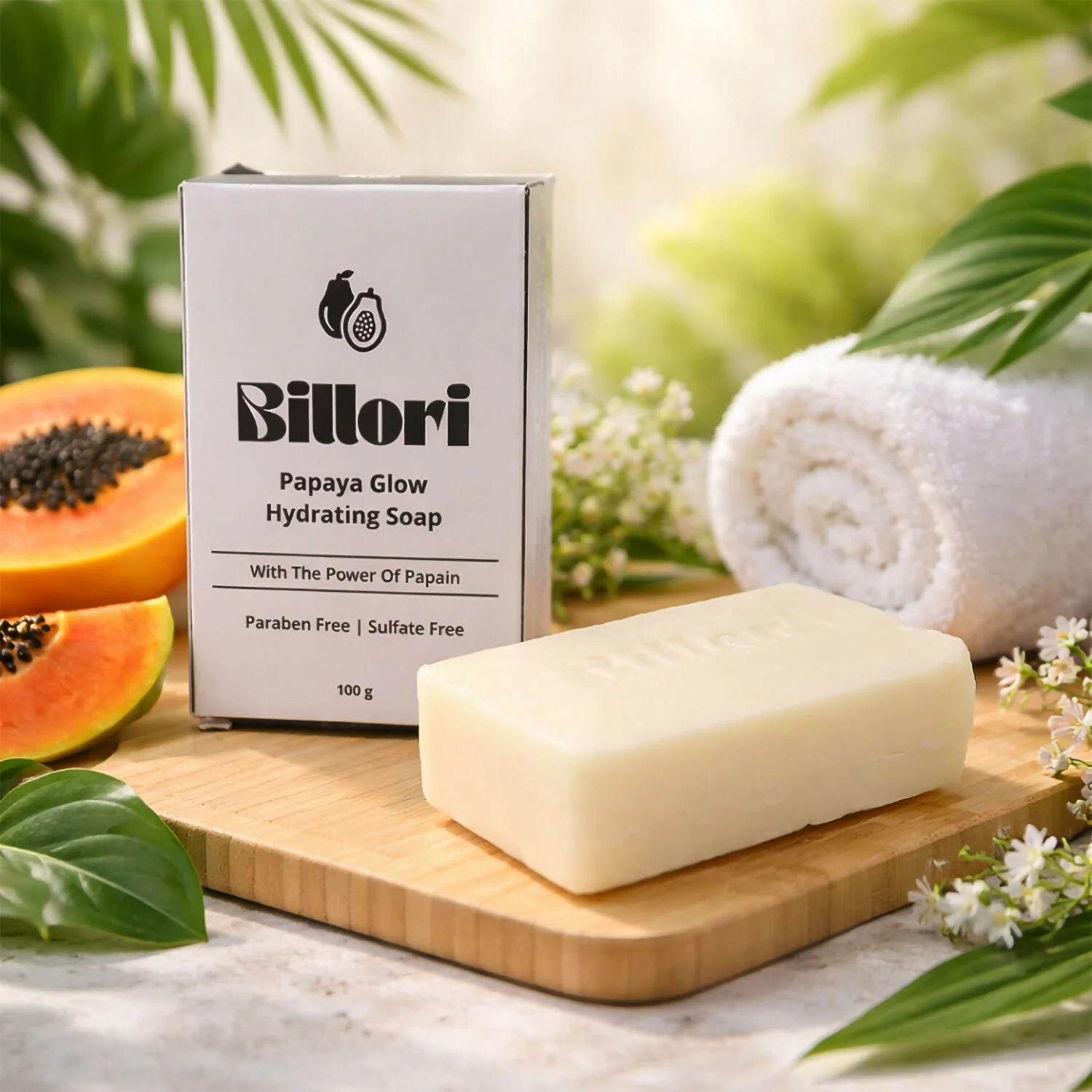 Papaya Glow Hydrating Soap, Papain Enzyme & Papaya Extract (100 g) - Image 3