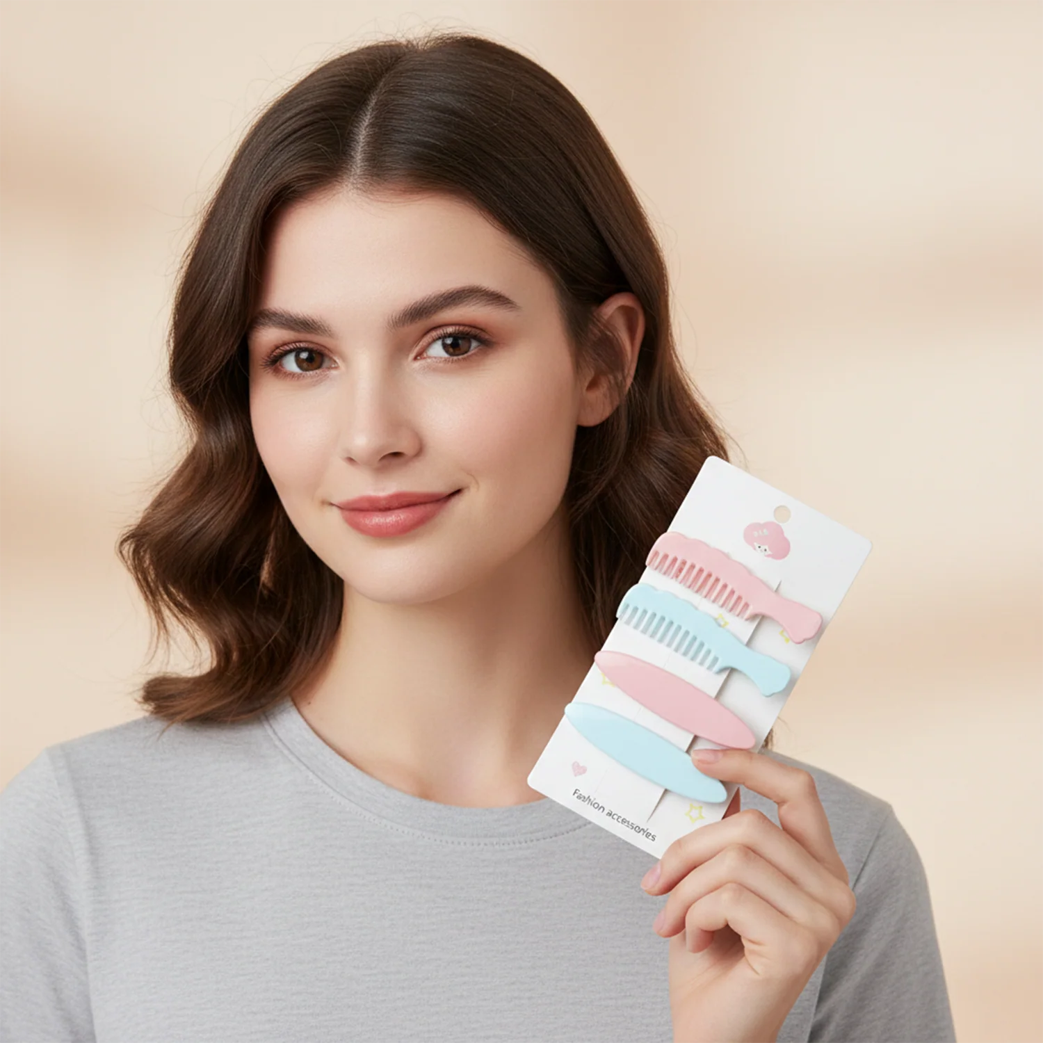 Pastel Comb-Style Hair Clip Set (4 Pc) - Image 3