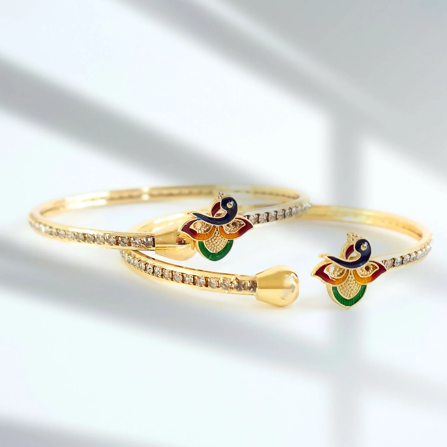 Peacock Bangles With Stones And Colorful Finish - Image 2
