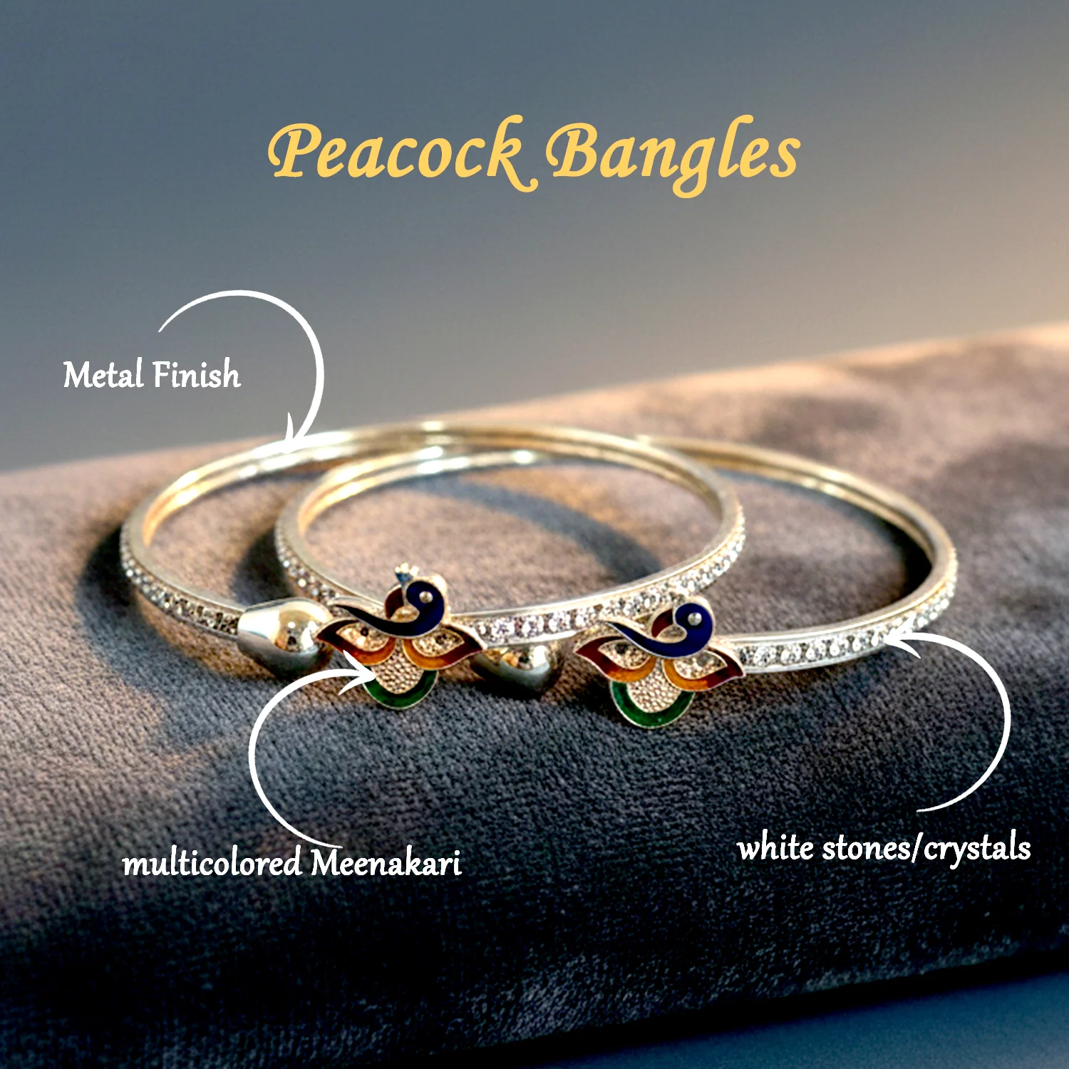 Peacock Bangles With Stones And Colorful Finish - Image 4