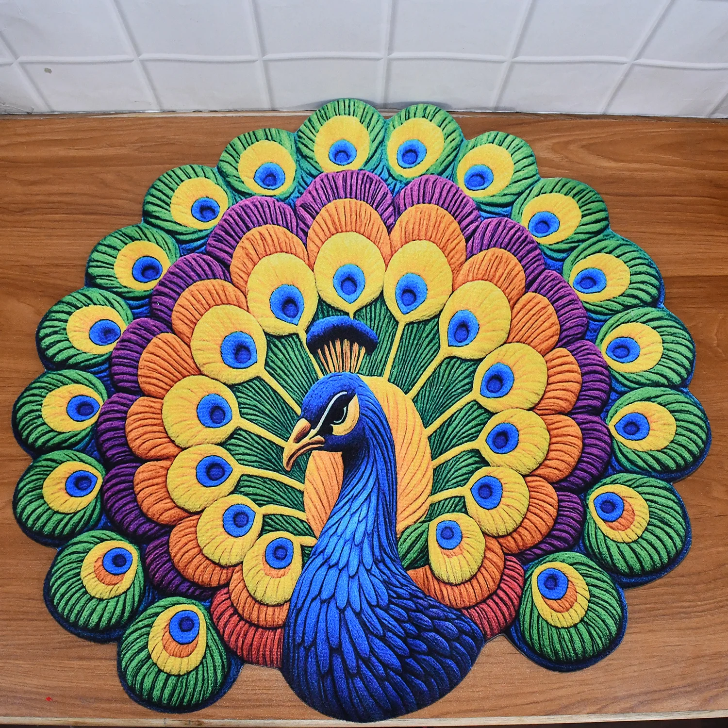Peacock Design Anti-Slip Floor Mat - (1 Pc) - Image 6
