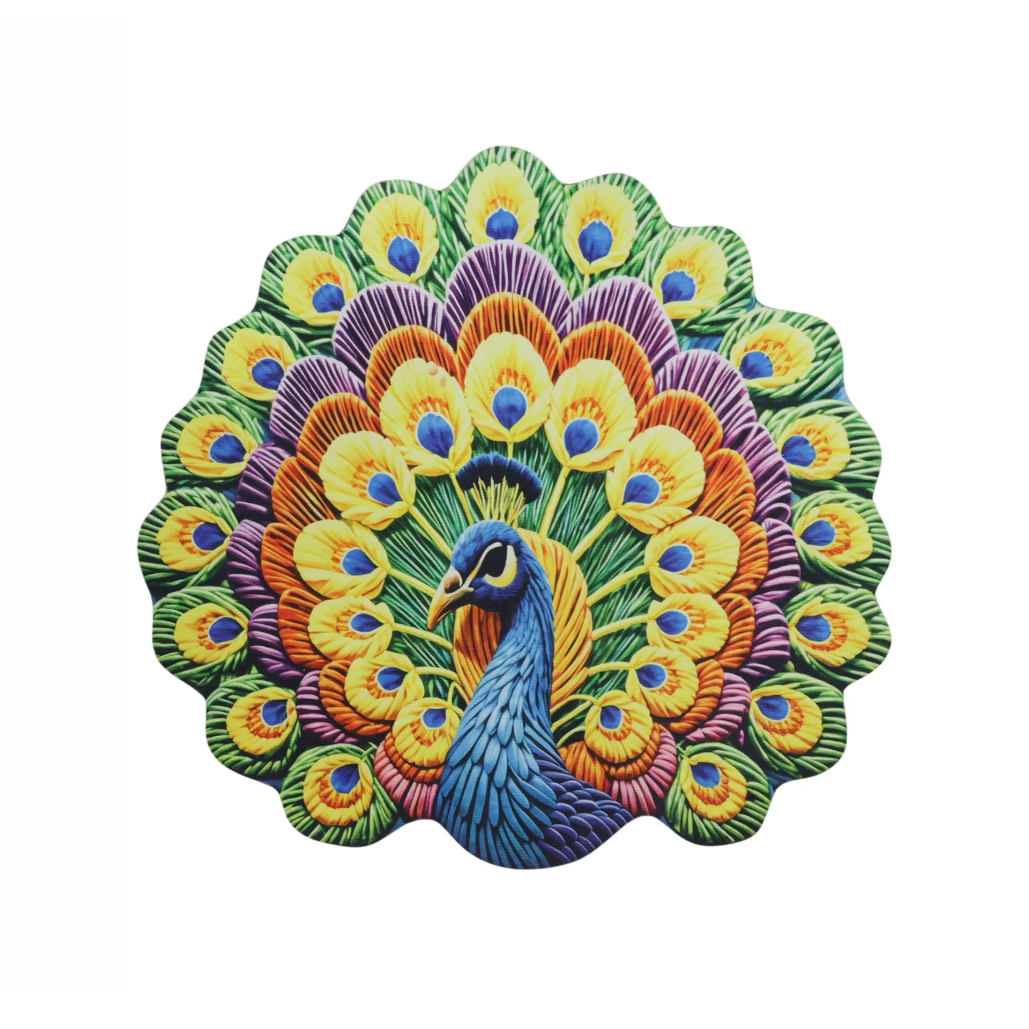 Peacock Design Round Floor Mat, 58x58 cm - Image 4