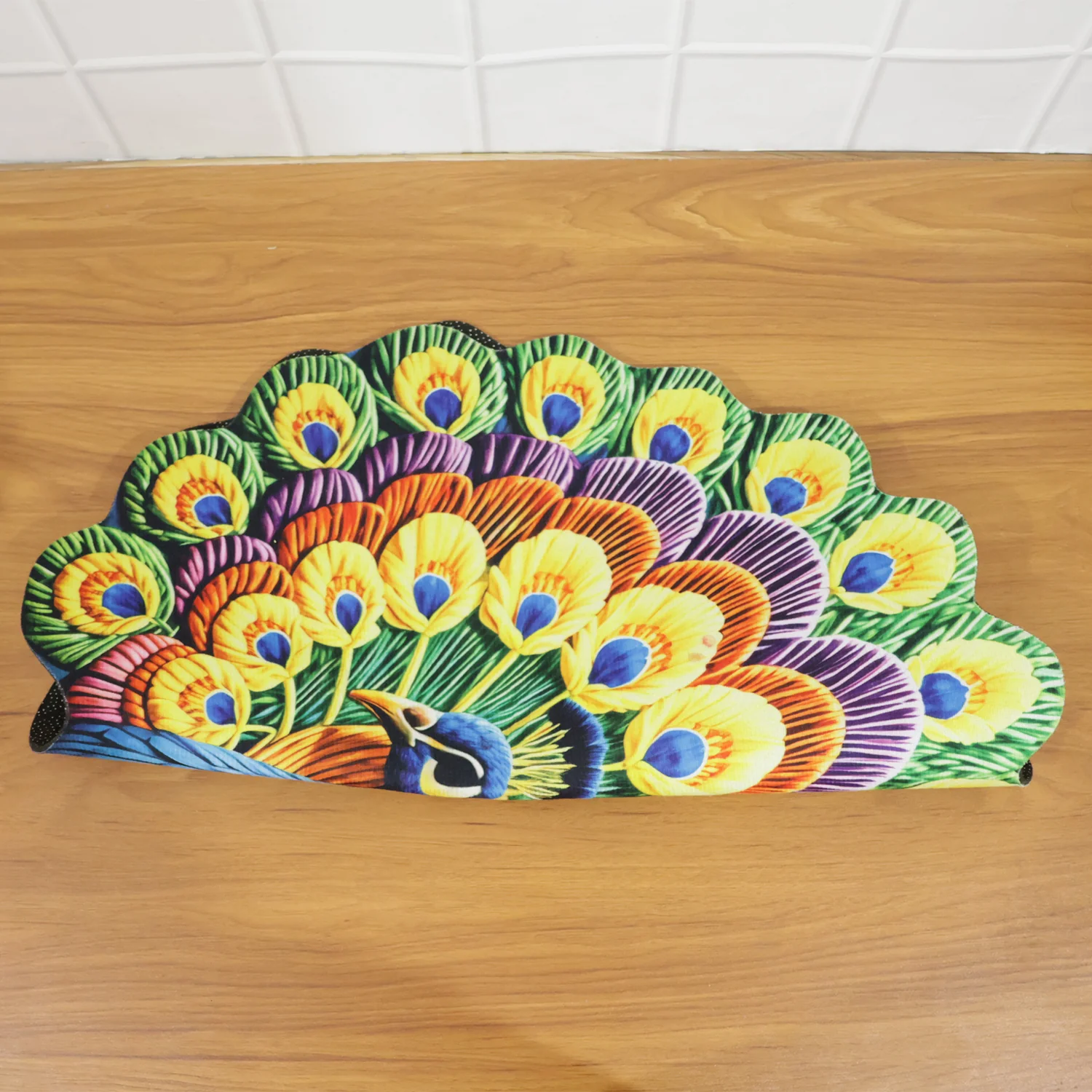 Peacock Design Round Floor Mat, 58x58 cm - Image 9