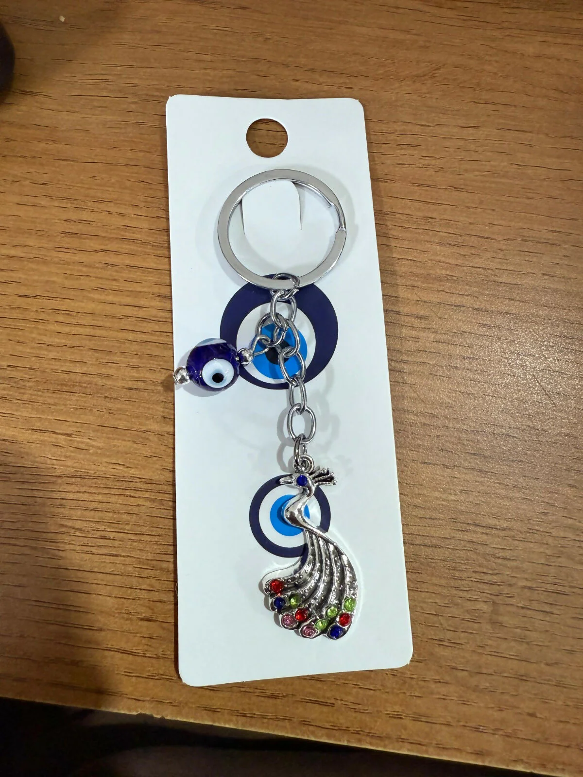 Peacock Evil Eye Keychain with Multicolour Stones for Car Keys & Bags - Image 5