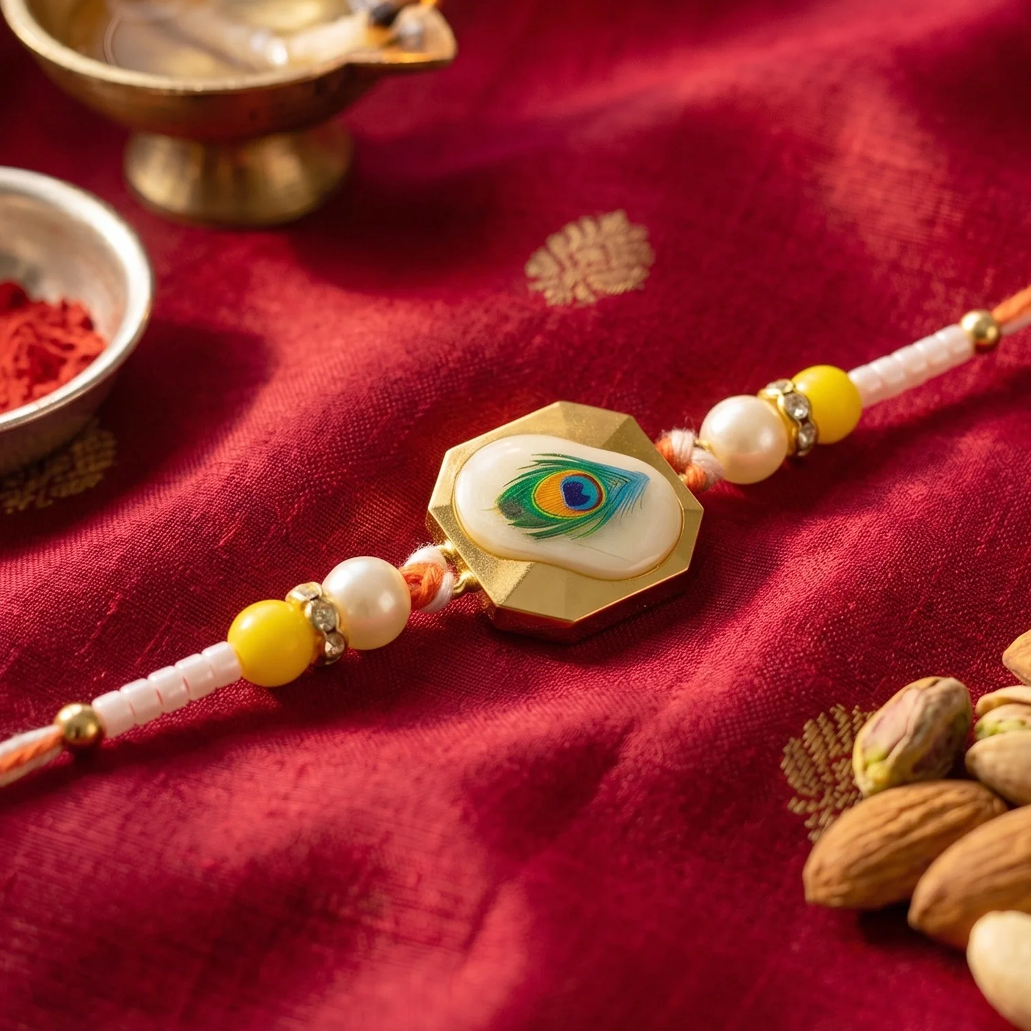 Peacock Feather (Mor Pankh) Designer Rakhi - Image 3