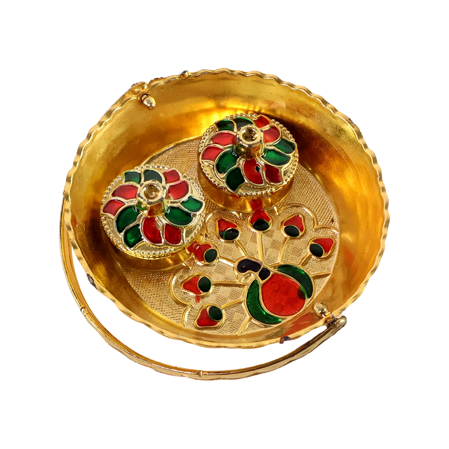Peacock Meenakari Pooja tray - (1 Pc) - Image 5