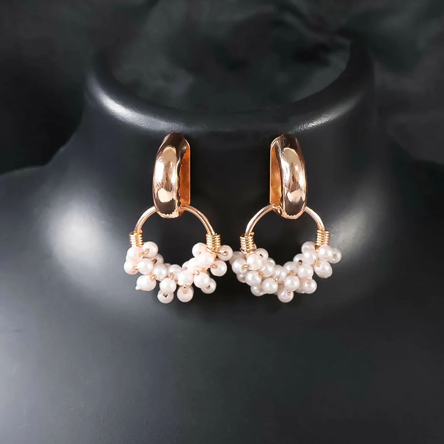 Pearl Beaded Hoop Earrings in Elegant Display Case - Image 3