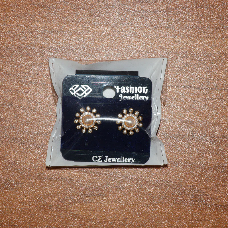 Pearl Center Floral Stud Earrings with Gold Finish for Women - Image 6