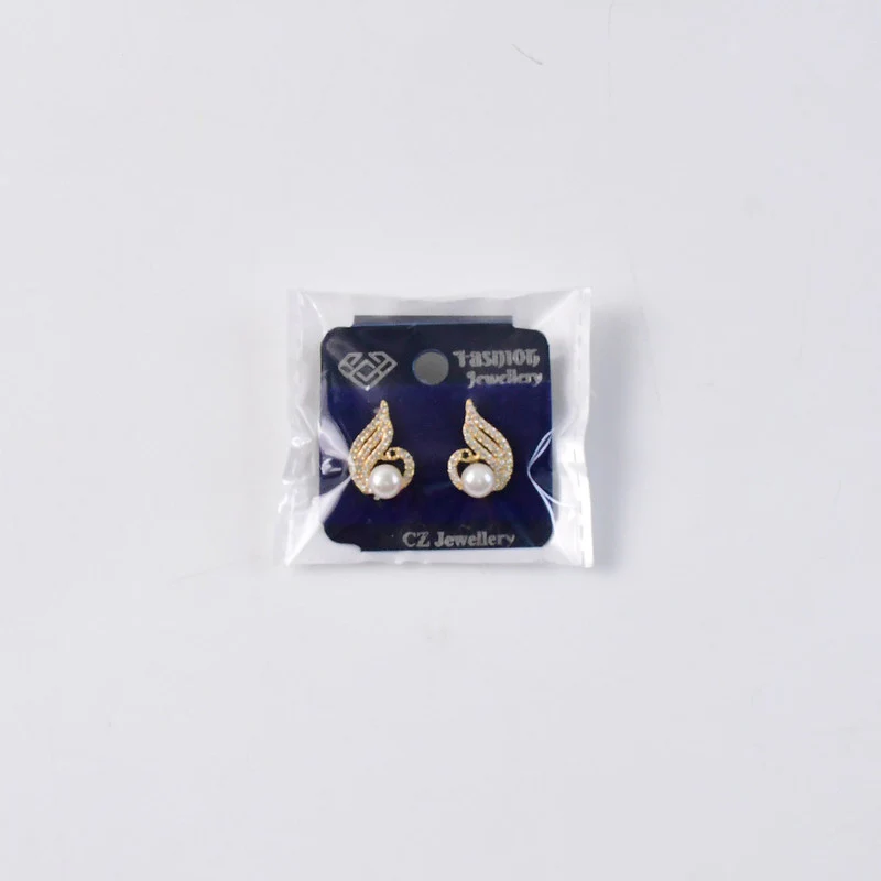 Pearl Swan Stud Earrings with Crystal Wings and Gold Finish for Women - Image 6