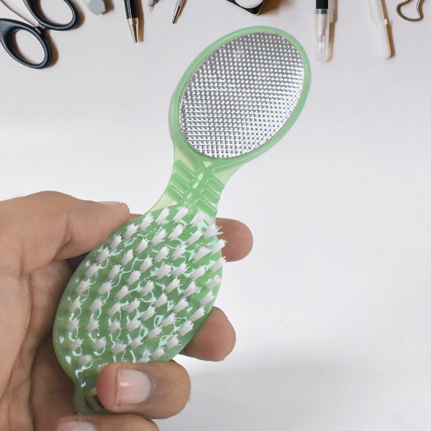 5 In 1 Pedicure Tool Pedicure Brush For Feet Foot Scrubber Foot File With Nail Cutter - Image 6