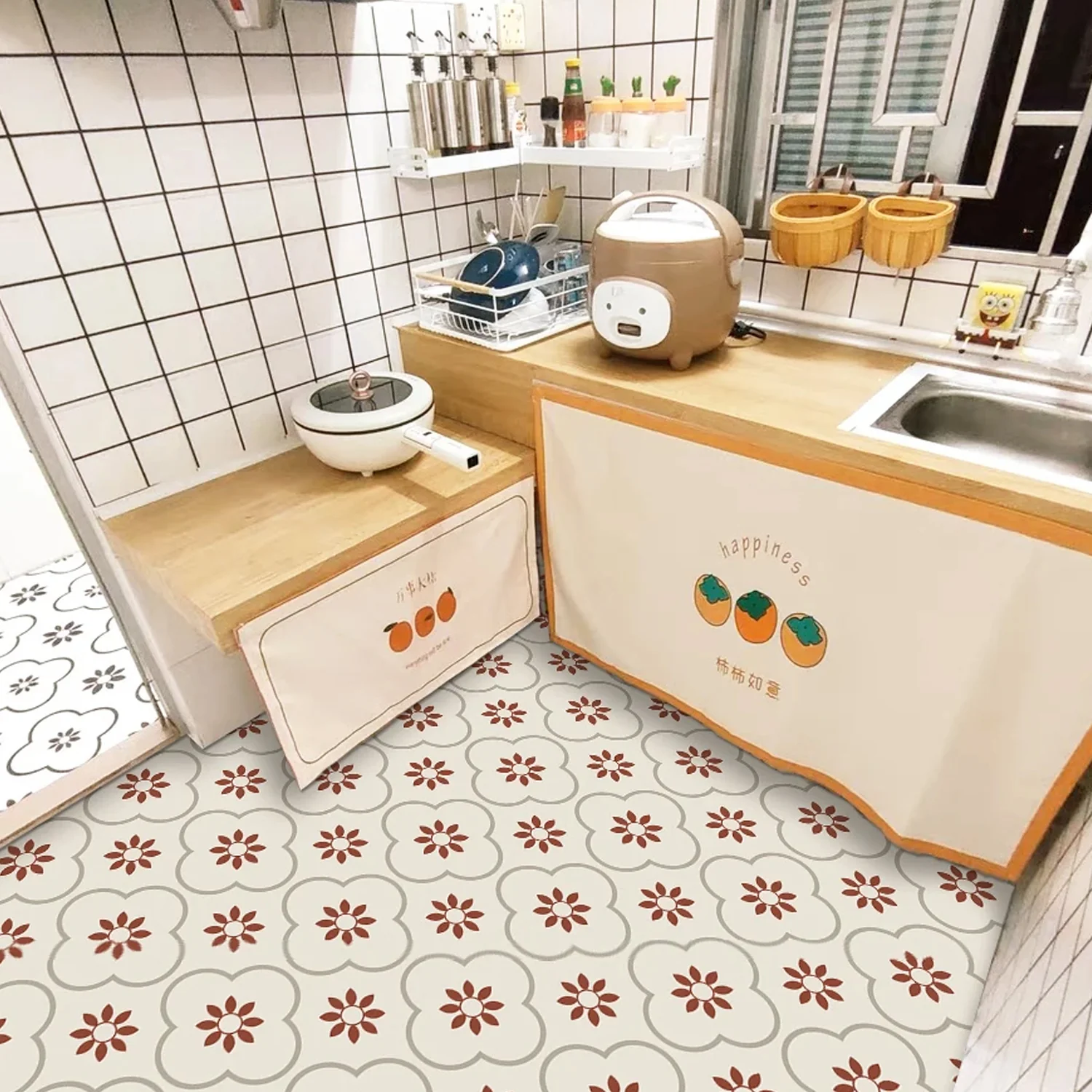 Peel and Stick Floor Tiles Kitchen / Bathroom Backsplash Sticker Detachable Waterproof DIY Tile Stickers for Wall Decoration Tiles Home Decoration (8x8 Inch / 1 pc Tiles) - Image 4