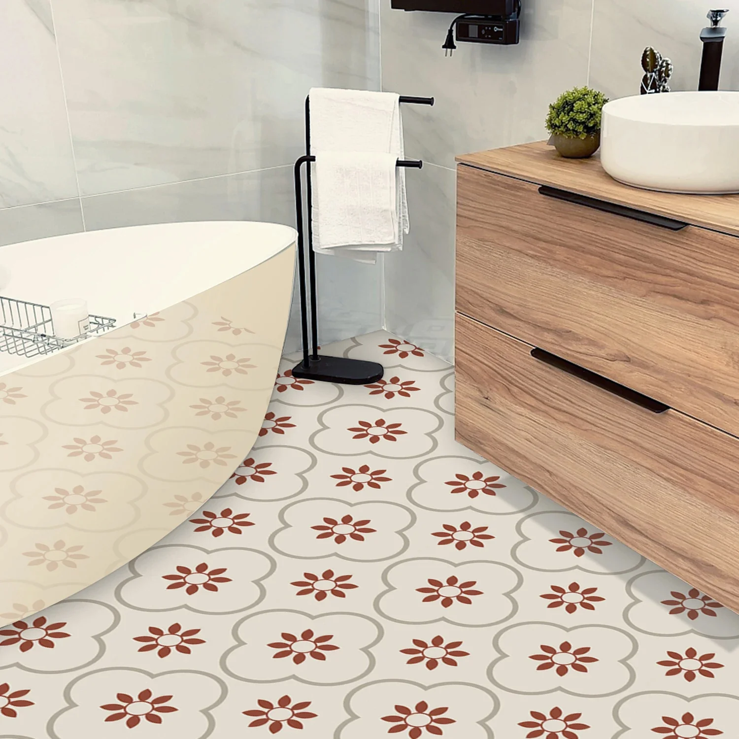 Peel and Stick Floor Tiles Kitchen / Bathroom Backsplash Sticker Detachable Waterproof DIY Tile Stickers for Wall Decoration Tiles Home Decoration (8x8 Inch / 1 pc Tiles) - Image 5