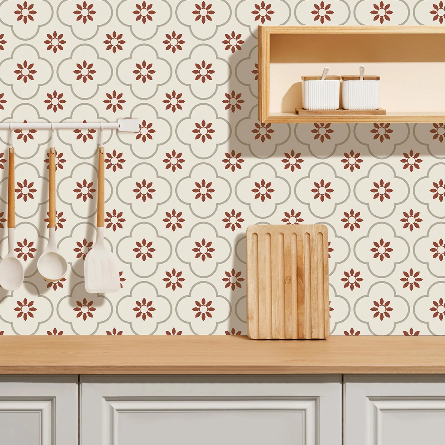 Peel and Stick Floor Tiles Kitchen / Bathroom Backsplash Sticker Detachable Waterproof DIY Tile Stickers for Wall Decoration Tiles Home Decoration (8x8 Inch / 1 pc Tiles) - Image 6