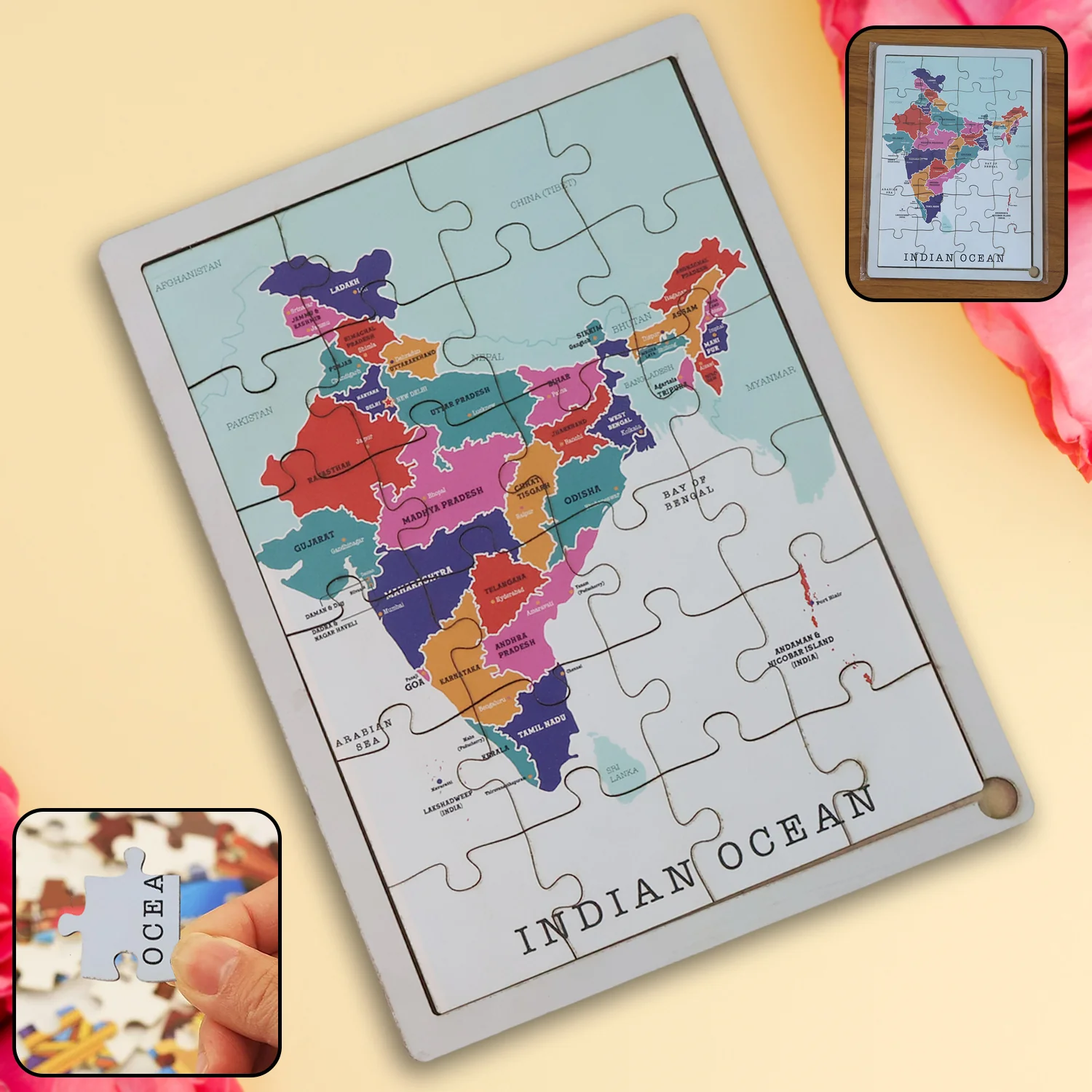 Wooden Puzzle Learning Board for Kids - (1 Pc / Mix Design / random) - Image 12
