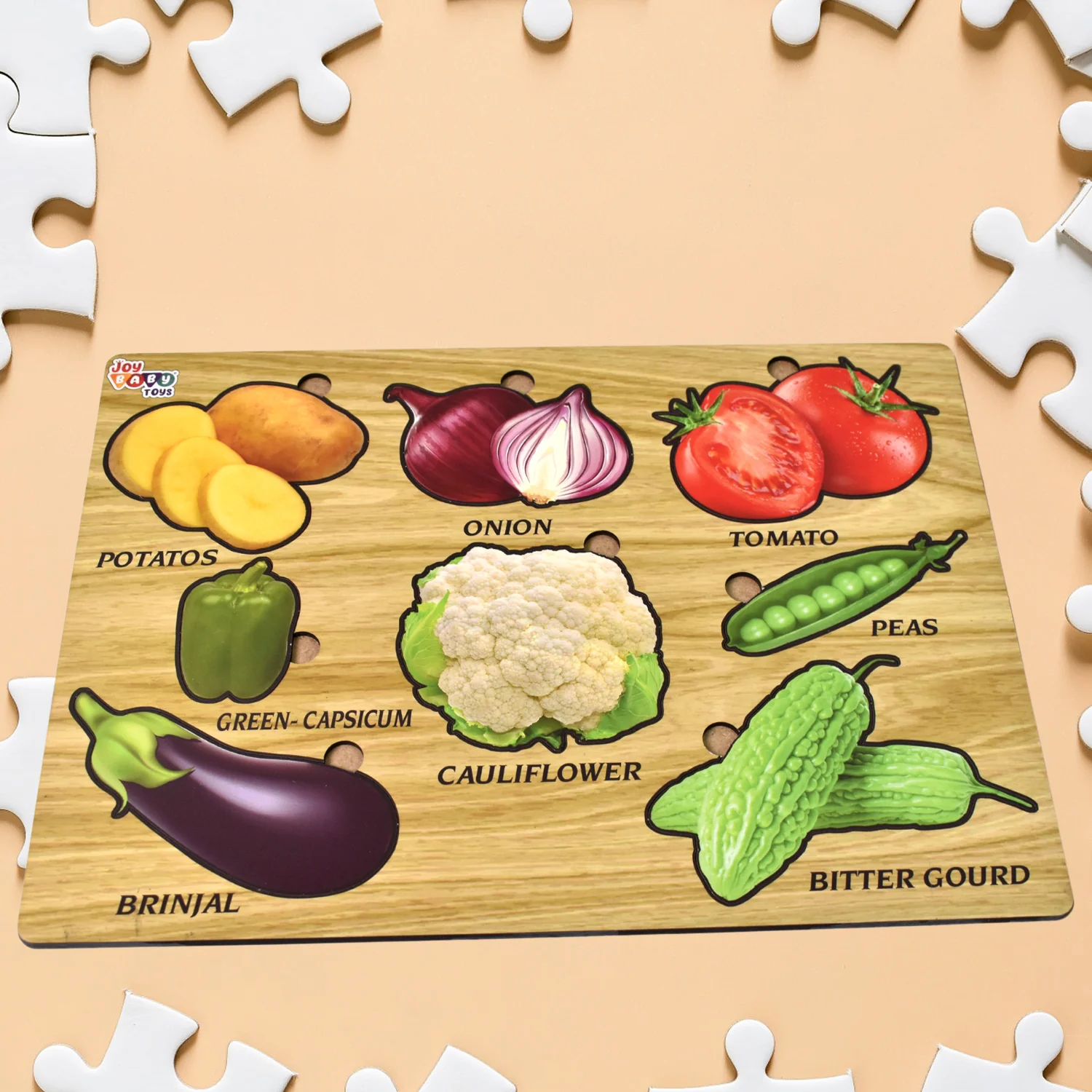 Wooden Puzzle Learning Board for Kids - (1 Pc / Mix Design / random) - Image 3