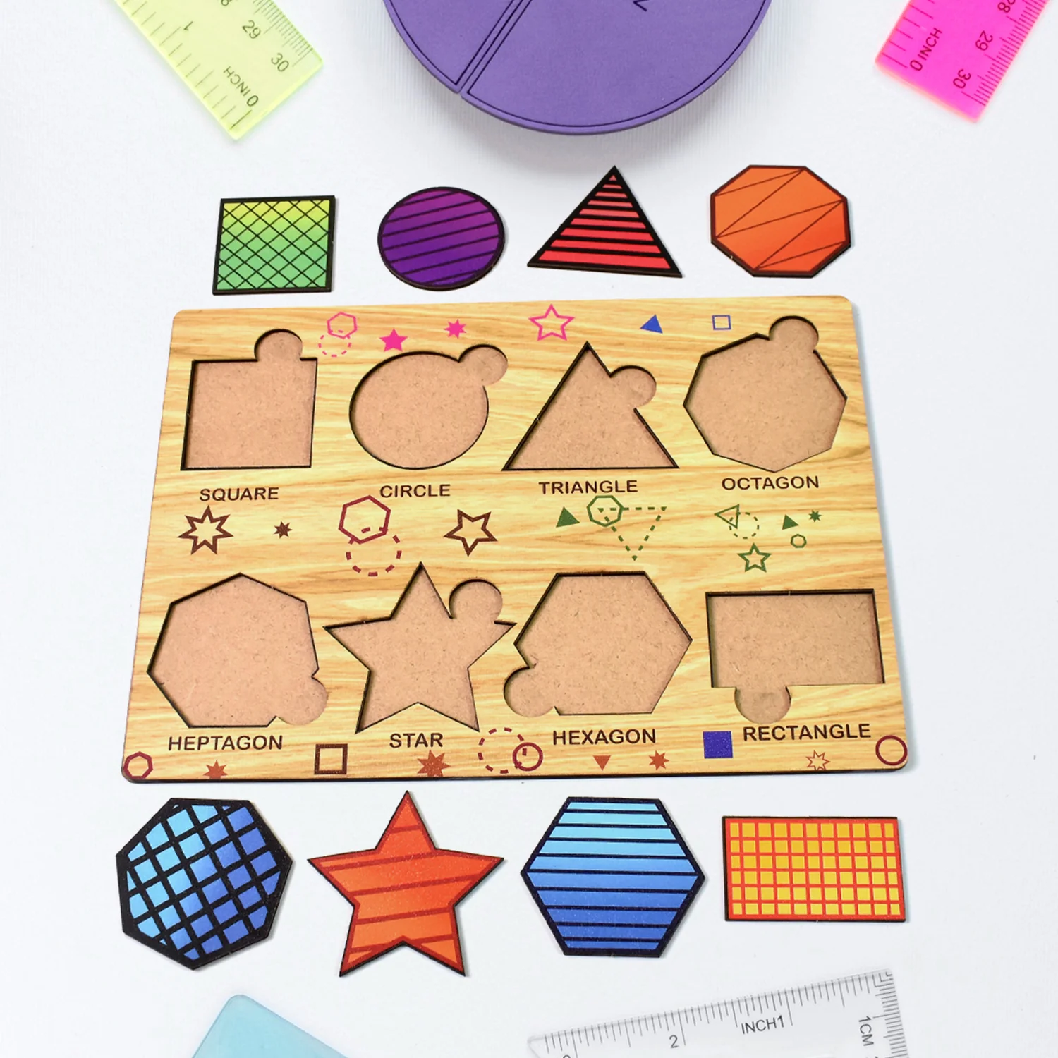 Wooden Puzzle Learning Board for Kids - (1 Pc / Mix Design / random) - Image 5