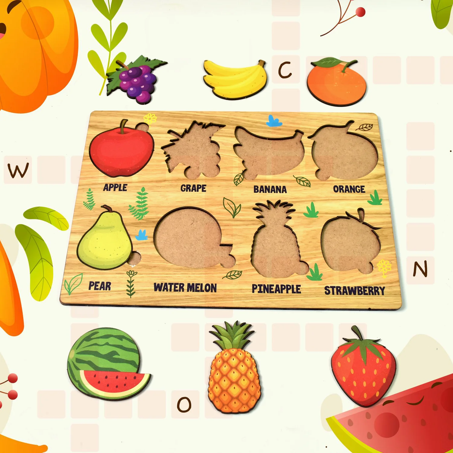 Wooden Puzzle Learning Board for Kids - (1 Pc / Mix Design / random) - Image 6