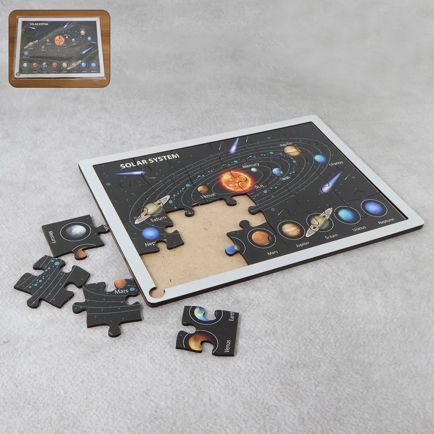Wooden Puzzle Learning Board for Kids - (1 Pc / Mix Design / random) - Image 8