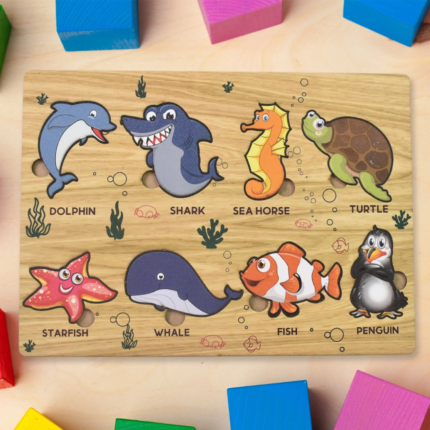 Wooden Puzzle Learning Board for Kids - (1 Pc / Mix Design / random) - Image 9