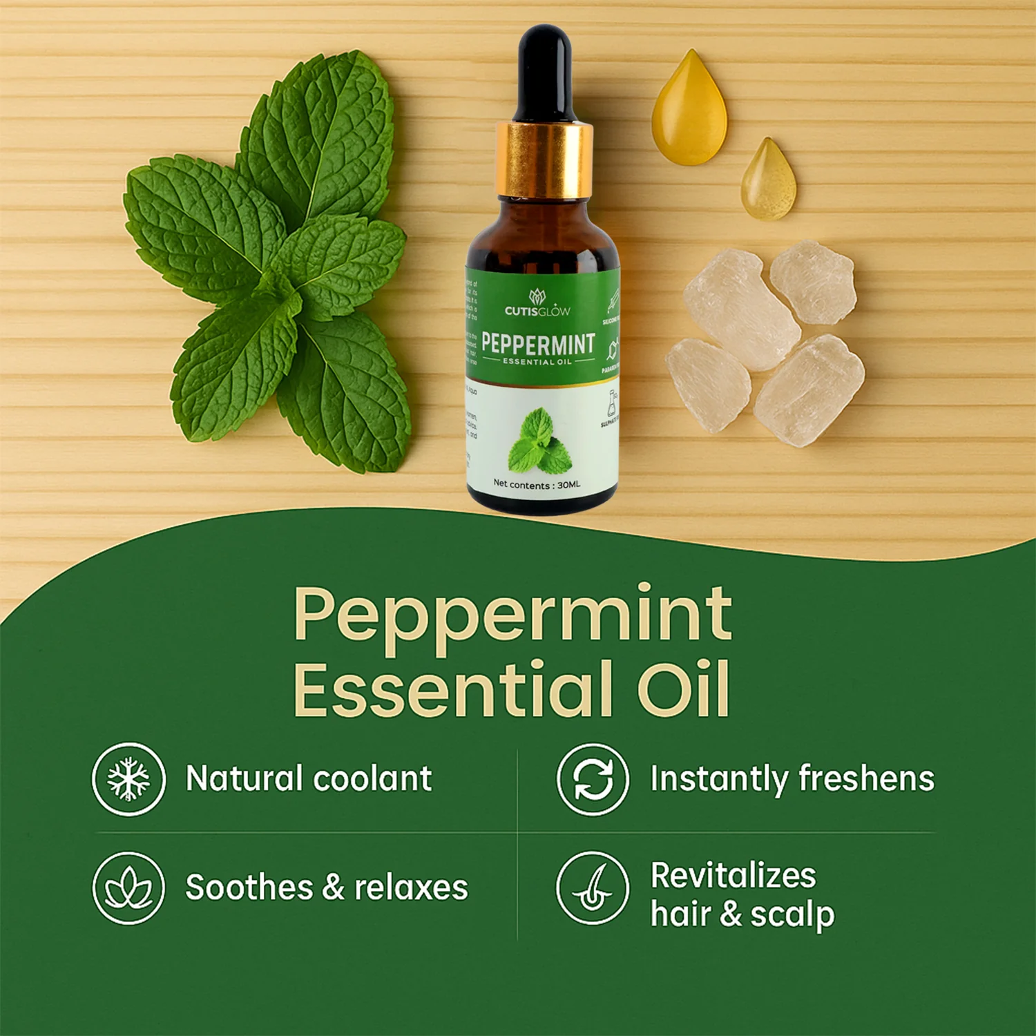 Eyelet Peppermint Essential Oil – 100% Pure & Natural Oil 30ml - Image 2