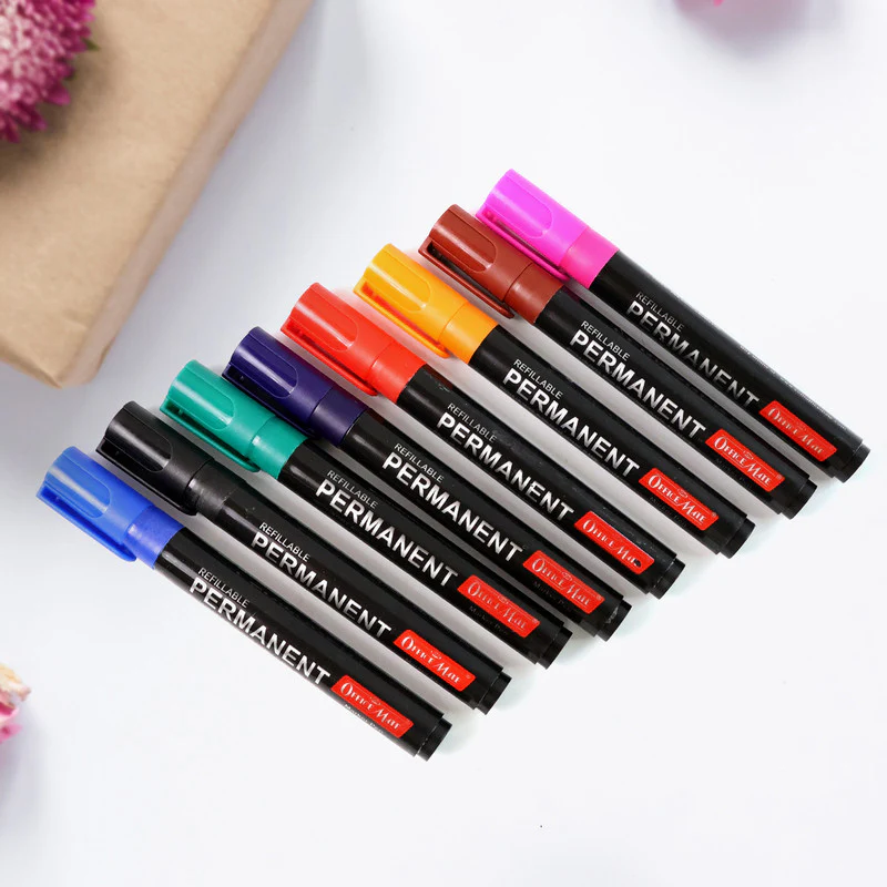 Permanent Marker Pen Set – Refillable, Quick-Drying, Multi-Color (Pack of 8) - Image 4