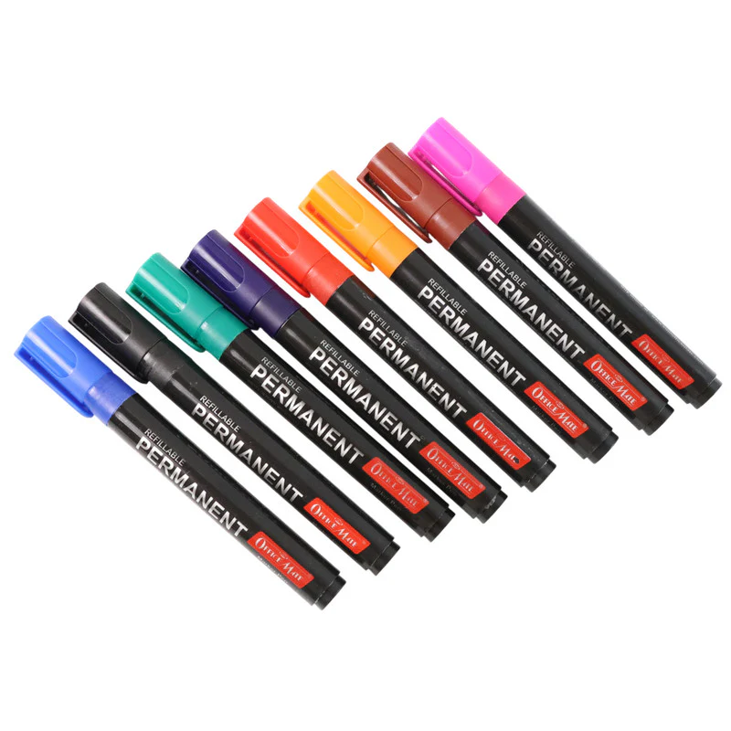 Permanent Marker Pen Set – Refillable, Quick-Drying, Multi-Color (Pack of 8) - Image 5