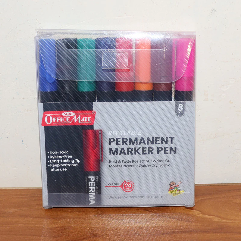 Permanent Marker Pen Set – Refillable, Quick-Drying, Multi-Color (Pack of 8) - Image 6
