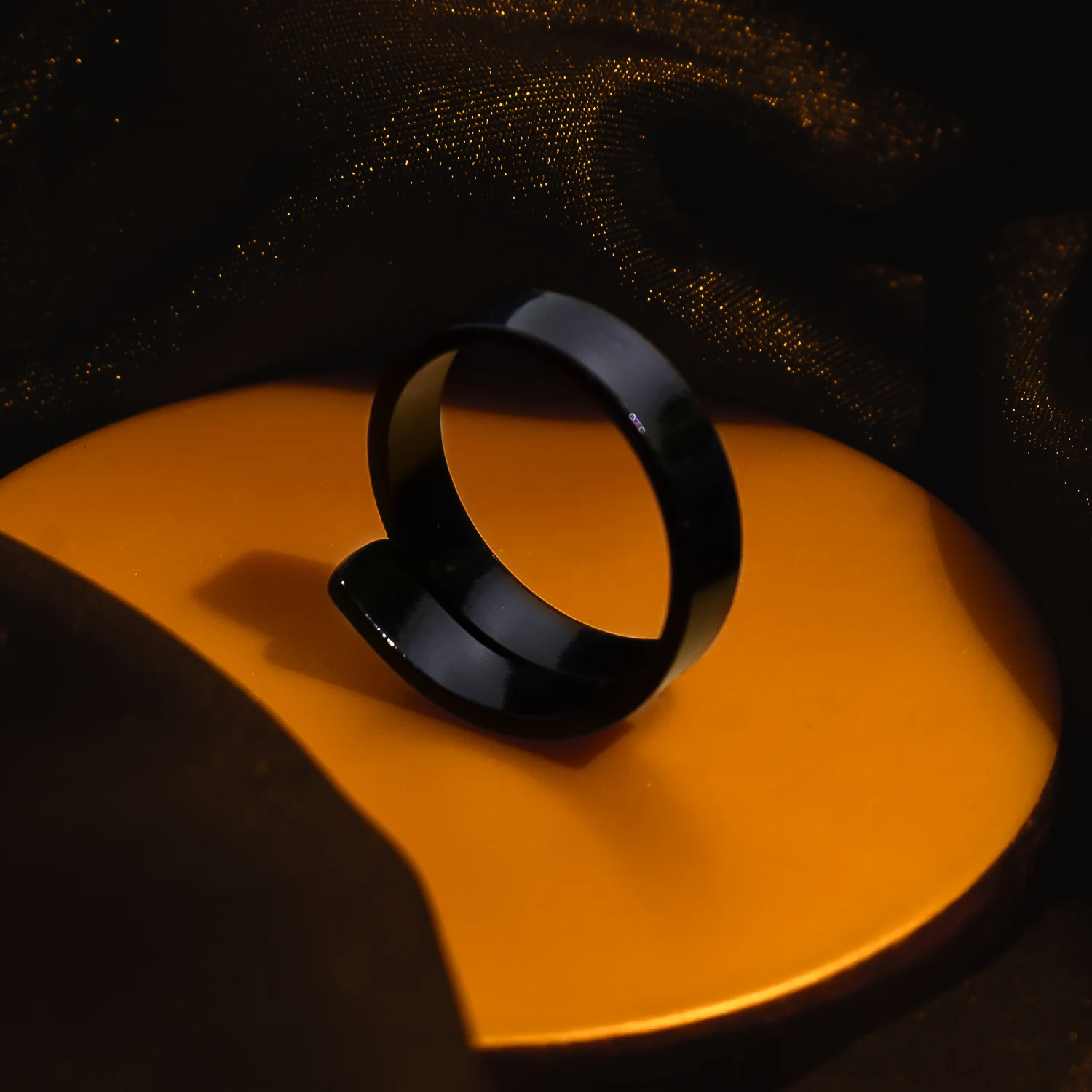 Personalized Glossy Black Adjustable Name Ring - Image 2