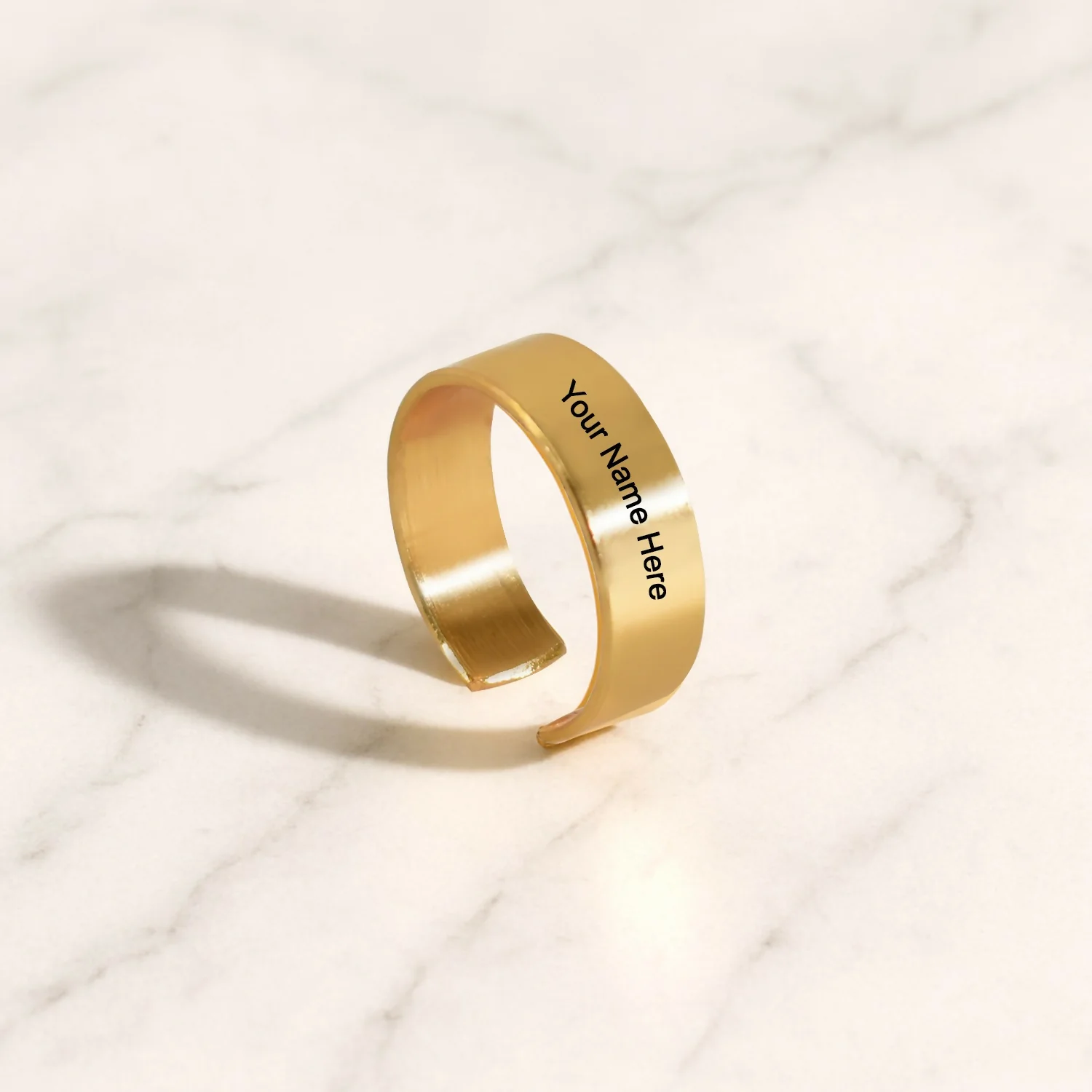 Personalized Gold Stainless Steel Adjustable Name Ring - Image 3